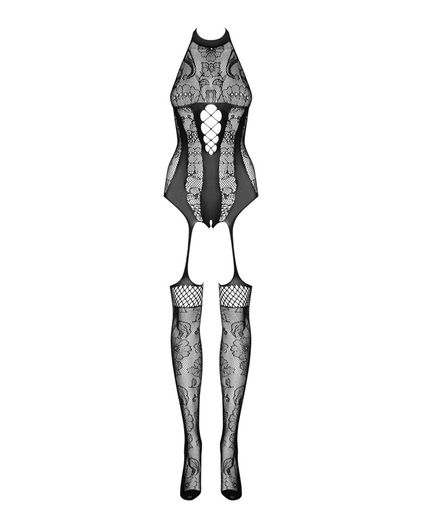 Bodystocking tip portjartier  Negru